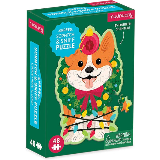 Christmas Corgi 48 piece Scratch & Sniff Shaped Mini Puzzle - US 8290