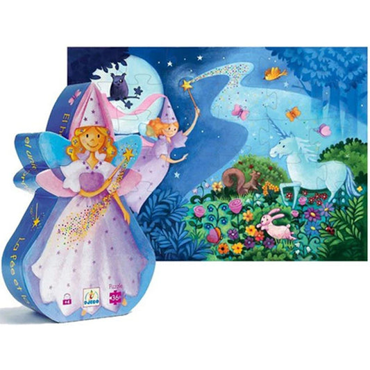Djeco Silhouette Puzzle - Fairy & Unicorn - Best Puzzles for Babies - US 8879