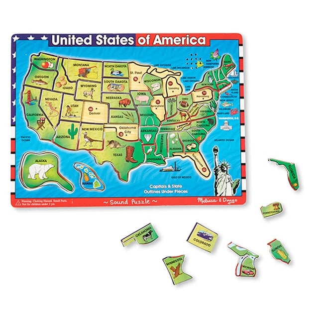 USA Map Sound Puzzle - Best History & Geography for Babies - US 8419