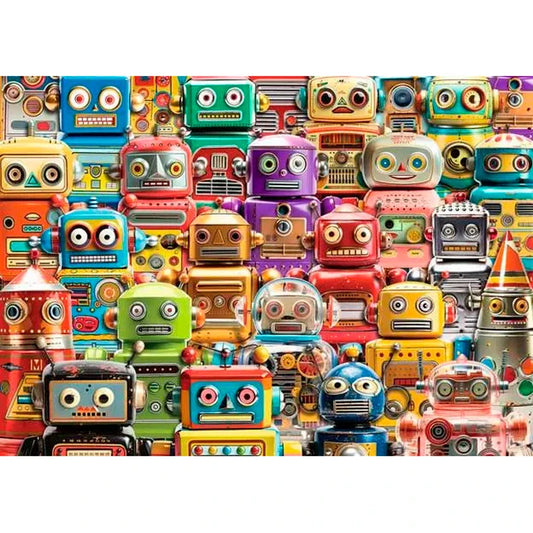 Retro Robots Large Format Puzzle - 500 pc - - Fat Brain Toys - US 5402