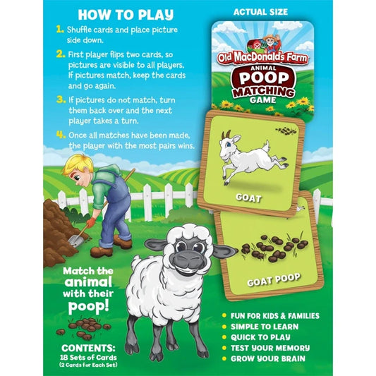 Old MacDonald's Farm Animal Poop Matching Game - Best for Ages 3 to 9 - US 5589