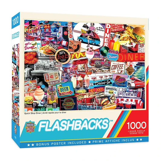 Flashbacks Quick Stop Diner - 1000pc Puzzle - - Fat Brain Toys - US 9720