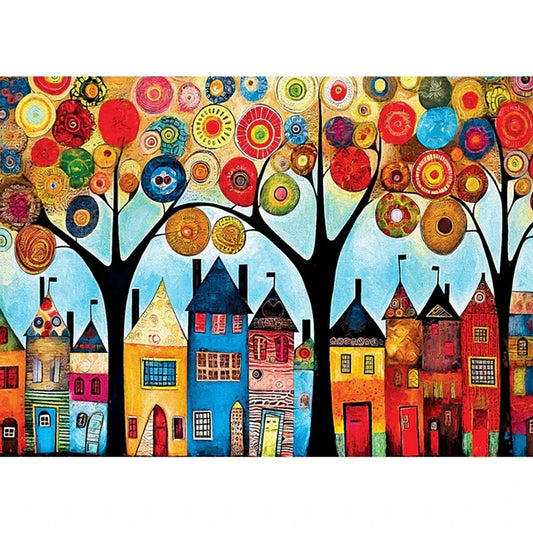 Whimsical Town Our Neighborhood Puzzle - 500 pc - - Fat Brain Toys - US 4872