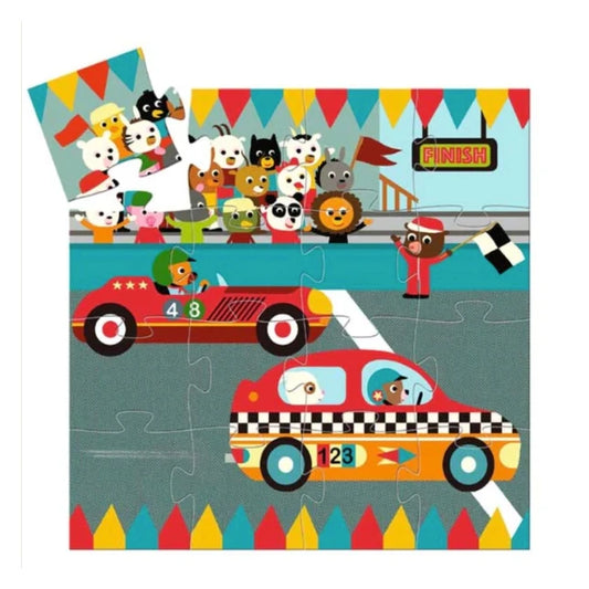 The Racing Car Mini 16pc Puzzle - - Fat Brain Toys - US 9531
