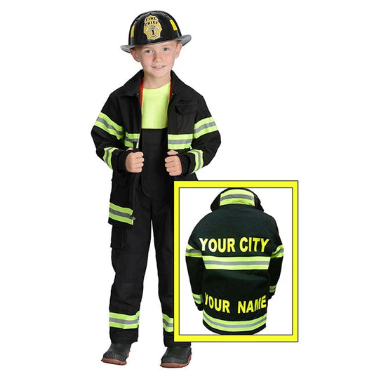 Personalized Jr. Firefighter Suit - Black - Best for Ages 6 to 9 - US 2232
