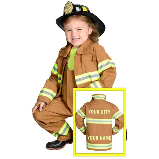Personalized Jr. Firefighter Suit - Tan - Best for Ages 6 to 9 - US 5326