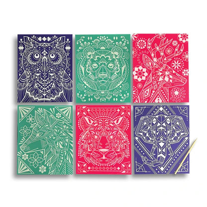 Scratch &amp; Shine Scratch Cards - Geometric Animals - US 7487