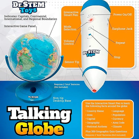 Dr. STEM Toys Talking Globe - Best for Ages 6 to 10 - US 5123