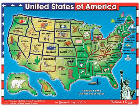 USA Map Sound Puzzle - Best History &amp; Geography for Babies - US 8419