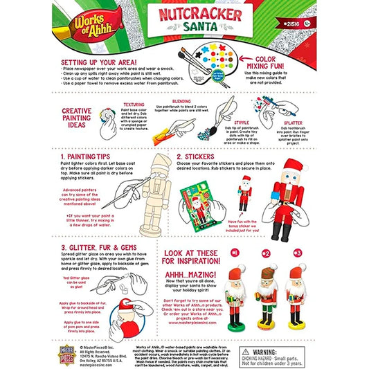Works of Ahhh Nutcracker Santa Wood Paint Set - Best for Ages 4 to 7 - US 8295
