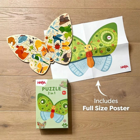 Butterfly 2-in-1 Wooden Puzzle - Best Puzzles for Ages 4 to 6 - US 0570