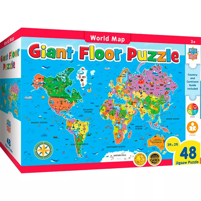 World Map Giant Floor Puzzle - 48 pc - Best for Ages 3 to 9 - US 1105