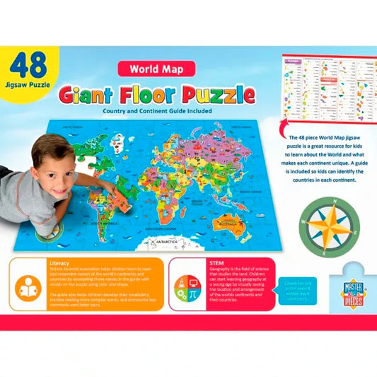 World Map Giant Floor Puzzle - 48 pc - Best for Ages 3 to 9 - US 1105