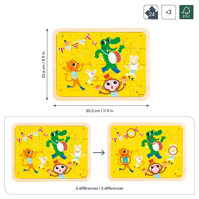 Wooden Party Time Spot-the-Difference Puzzle - - Fat Brain Toys - US 4734