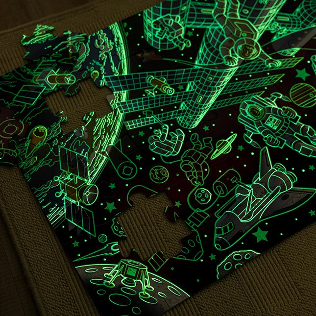 Outer Space Glow in the Dark Floor Puzzle - - Fat Brain Toys - US 7251