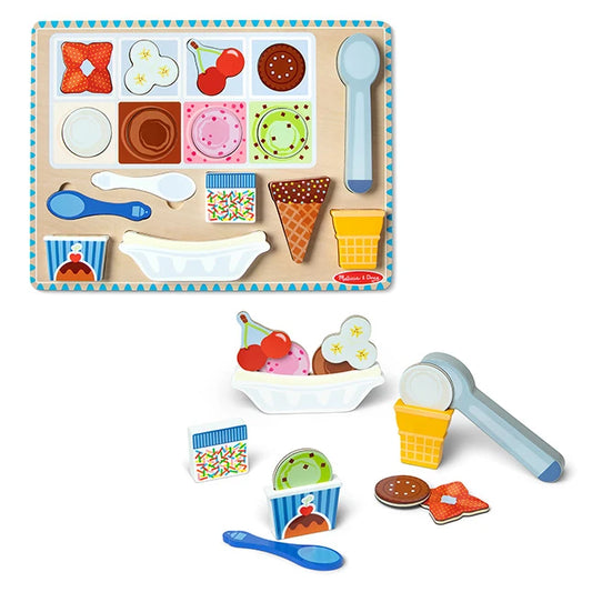 Wooden Magnetic Ice Cream Puzzle &amp; Play Set - - Fat Brain Toys - US 0855