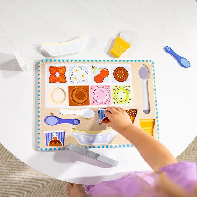 Wooden Magnetic Ice Cream Puzzle &amp; Play Set - - Fat Brain Toys - US 0855