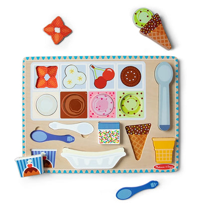 Wooden Magnetic Ice Cream Puzzle &amp; Play Set - - Fat Brain Toys - US 0855