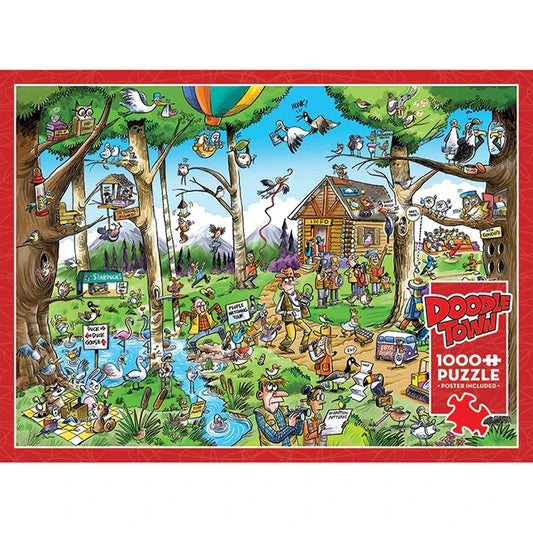 DoodleTown Birdwatchers Paradise 1000 pc Puzzle - - Fat Brain Toys - US 2210