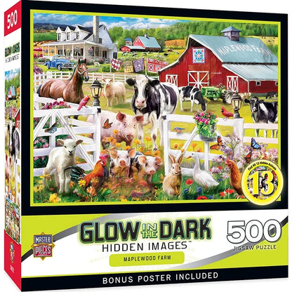 Maplewood Farm Hidden Image Glow in the Dark - 500 pc Puzzle - - US 7788