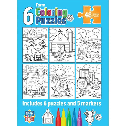 Old MacDonald's Farm 6 Pack Coloring Puzzles - Best for Ages 4 to 9 - US 9406
