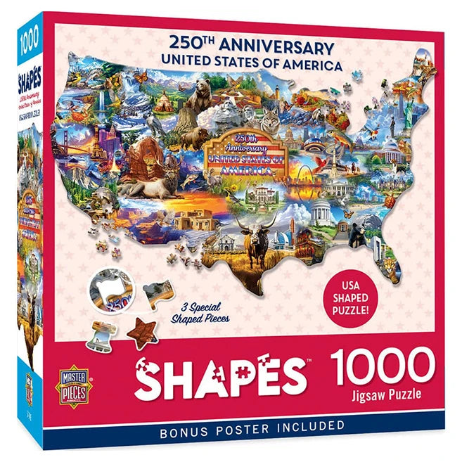 250th Anniversary America 1000 pc Shapes Puzzle - - Fat Brain Toys - US 2342