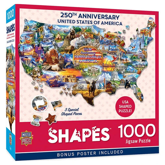 250th Anniversary America 1000 pc Shapes Puzzle - - Fat Brain Toys - US 2342