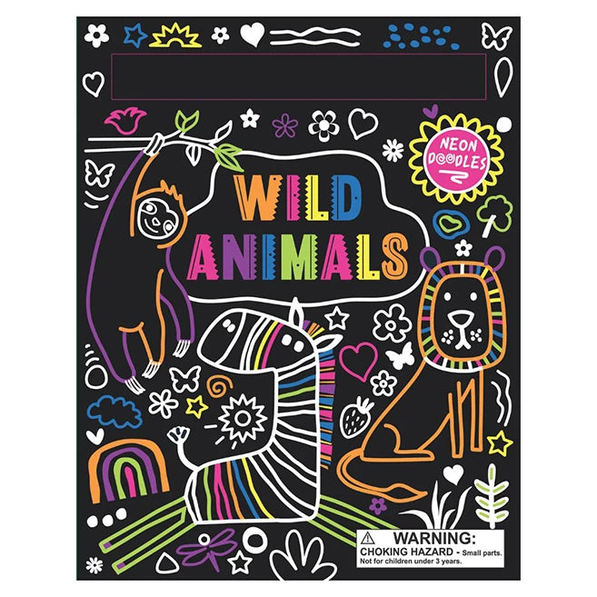 Neon Doodles Book - Wild Animals - Best Arts &amp; Crafts for Ages 3 to 8 - US 7618