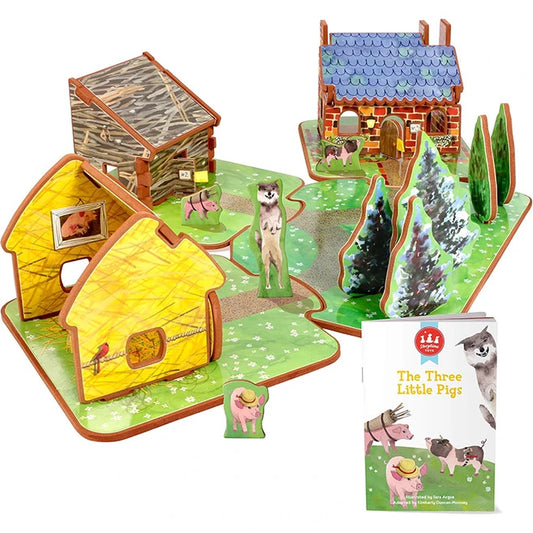 The Three Little Pigs Book and Playset - - Fat Brain Toys - US 1441