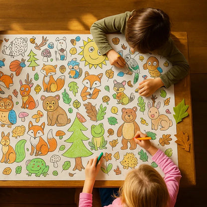Creative Coloring Tablecloth Kit - Woodland - Best for Ages 2 to 7 - US 5201