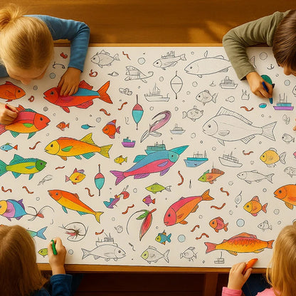 Creative Coloring Tablecloth Kit - Fishing - Best for Ages 2 to 7 - US 6610