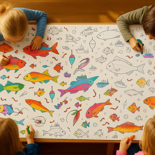 Creative Coloring Tablecloth Kit - Fishing - Best for Ages 2 to 7 - US 6610