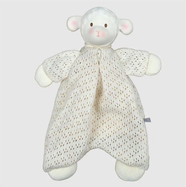 Bahbah the Lamb Baby Lovey with Natural Rubber Teether Head - - US 4320