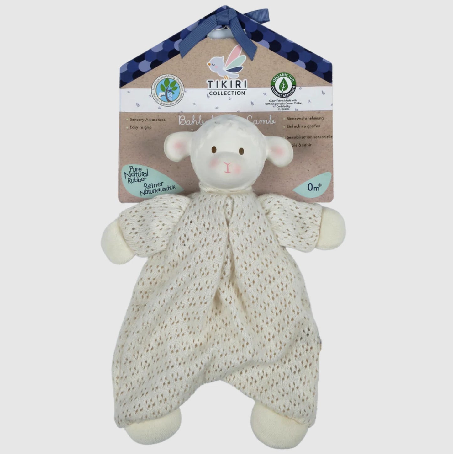 Bahbah the Lamb Baby Lovey with Natural Rubber Teether Head - - US 4320